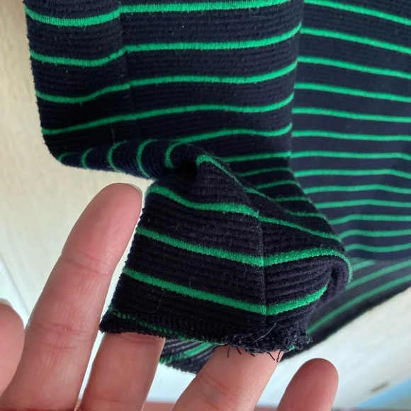 Postmark Anthropologie Women’s Medium Blue Green Striped Cute Top Shirt Lace - Picture 5 of 10